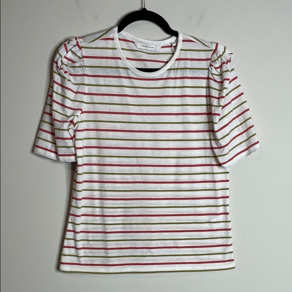 Rebecca Taylor Women’s Stripe Puff Sleeve T-shirt Size Small NWT